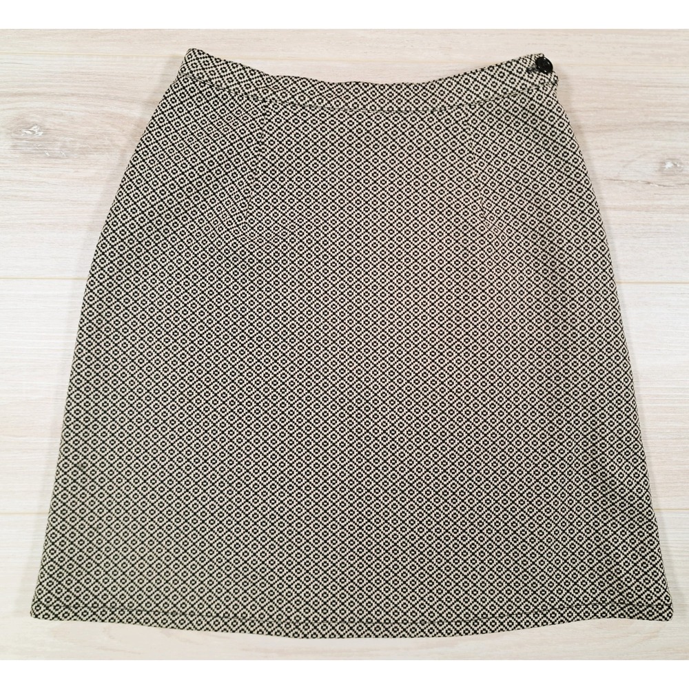 Gap Y2K Mini Skirt Womens Black Tan Geometric Diamond A-Line Side Zip Stretch XS